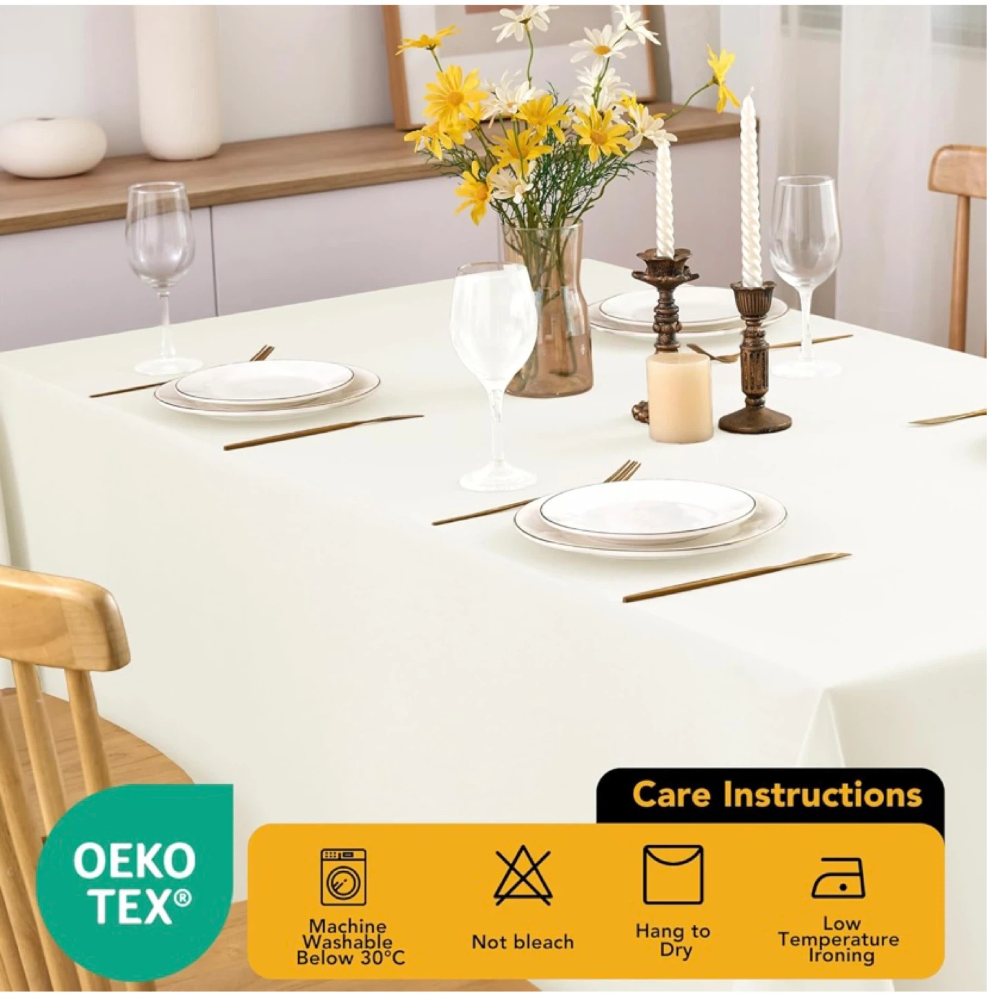 10-Pack Ivory Tablecloths for 6 ft Rectangle Tables, 60” x 102” - photo 5