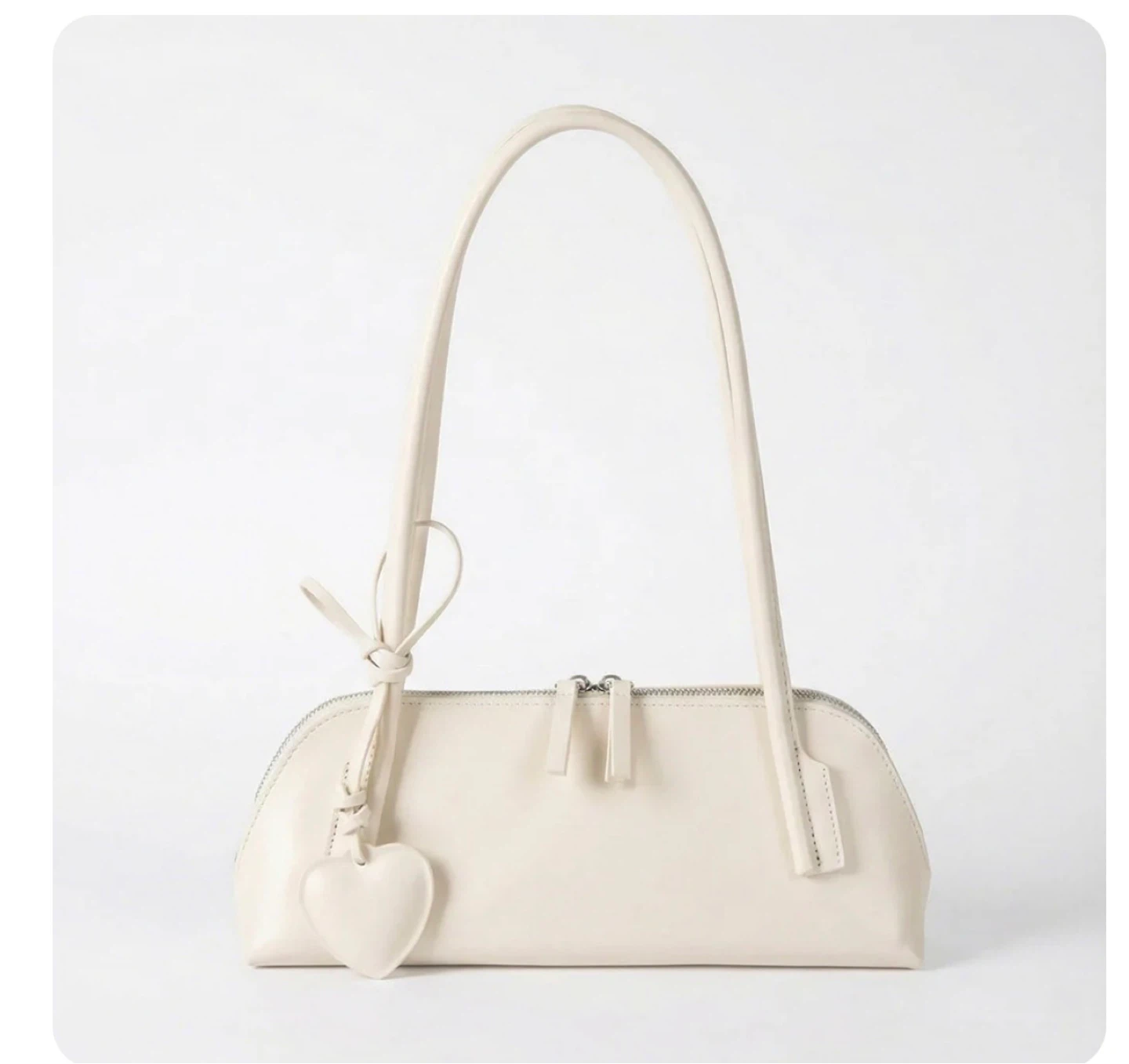 Cream Shoulder Bag with Heart Charm