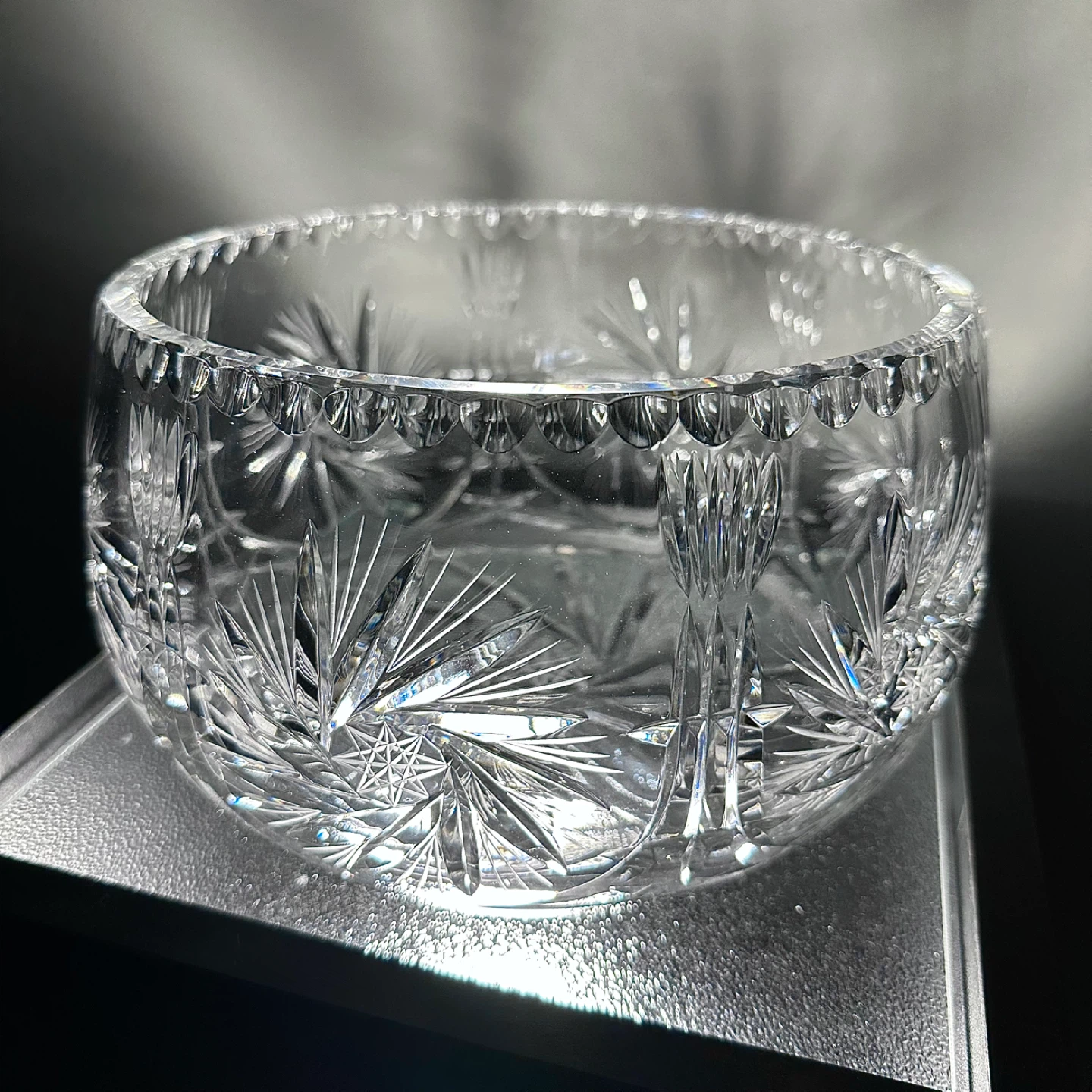 Large vintage Czech crystal fruit bowl