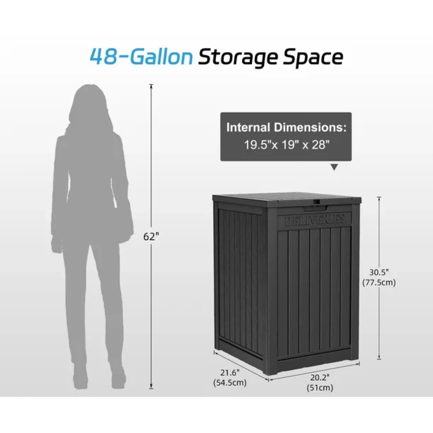 Bifanuo Outdoor Waterproof 48 Gallons Resin Deck Box - photo 2