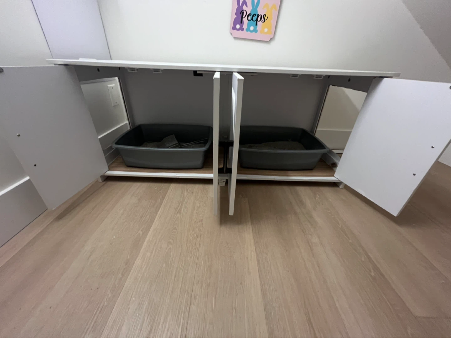 Double Cat Litter Box Enclosure
