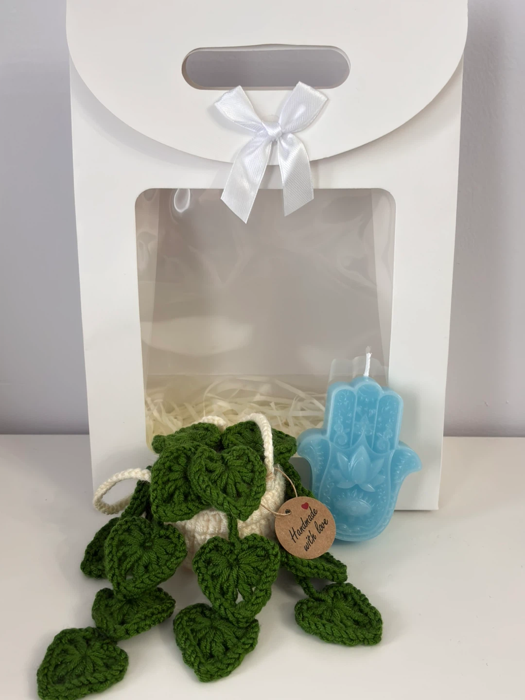 Gift set - Handmade Hanging Crochet Plant & Candle - photo 2