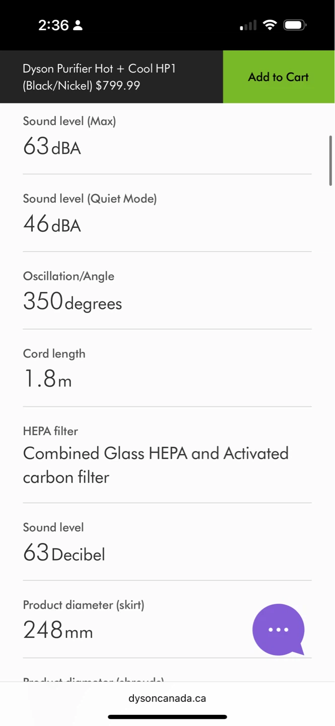 Dyson Purifier Hot + Cool HP1 (Black/Nickel) - photo 4