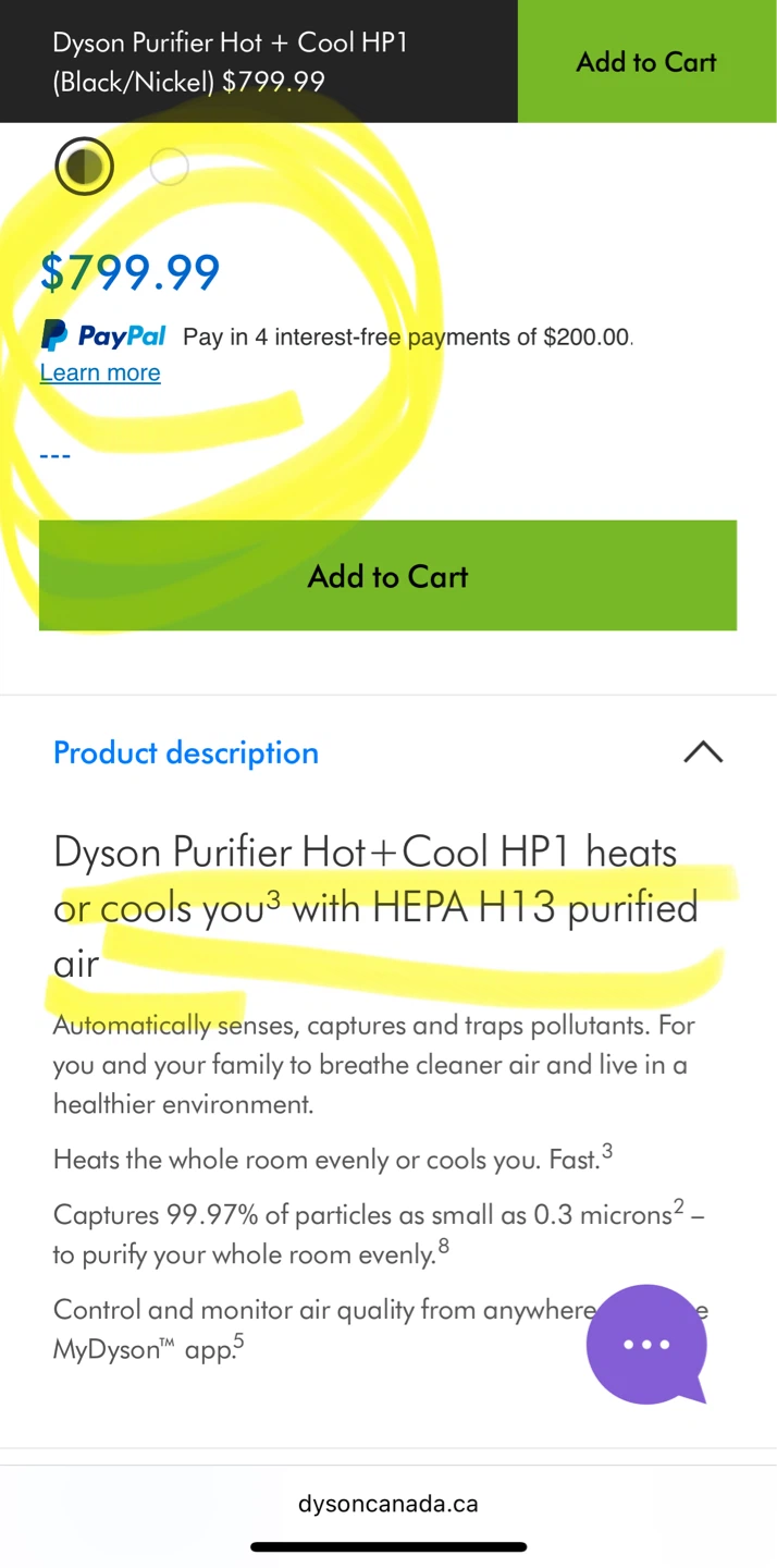 Dyson Purifier Hot + Cool HP1 (Black/Nickel) - photo 3