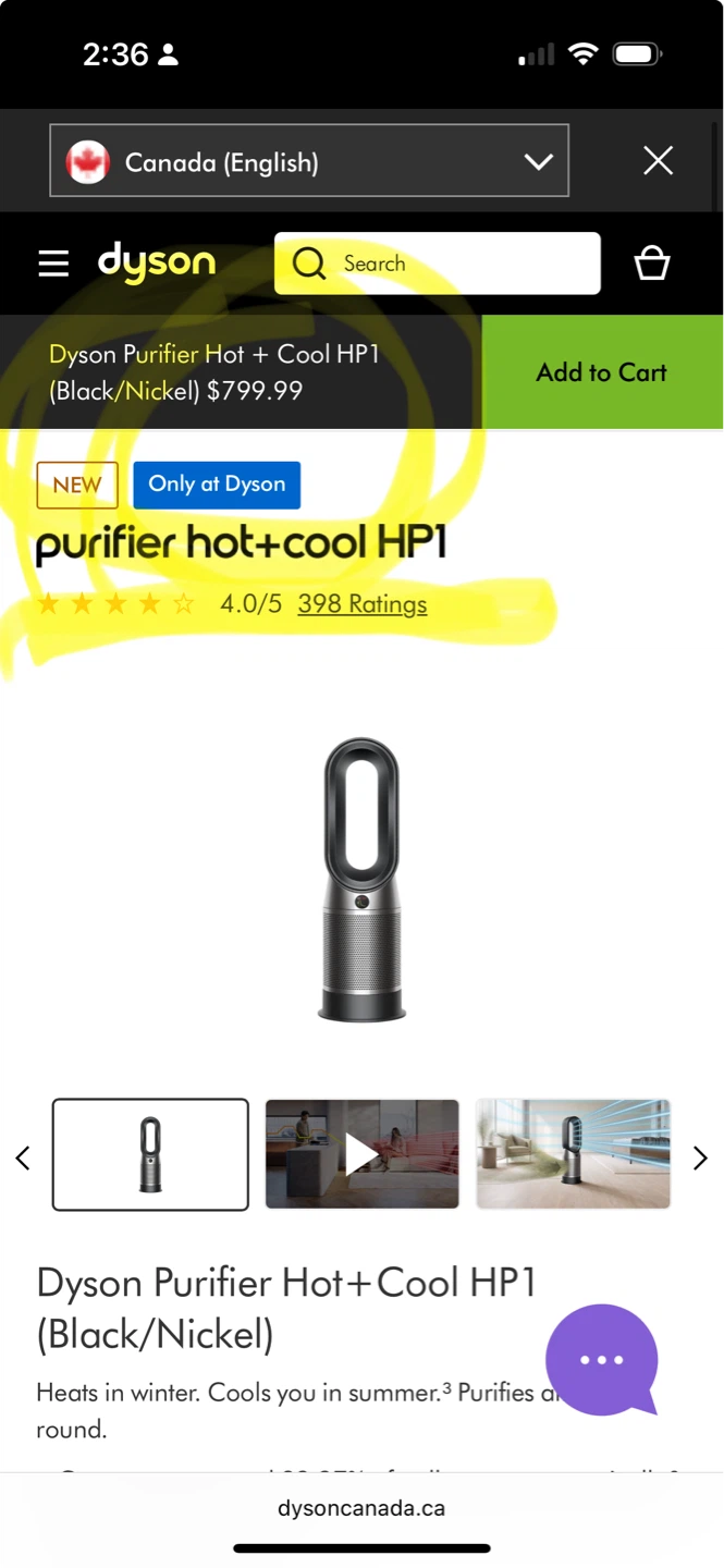 Dyson Purifier Hot + Cool HP1 (Black/Nickel) - photo 2