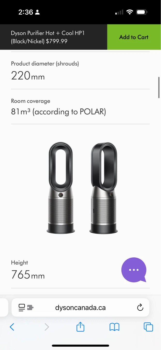 Dyson Purifier Hot + Cool HP1 (Black/Nickel) - photo 5