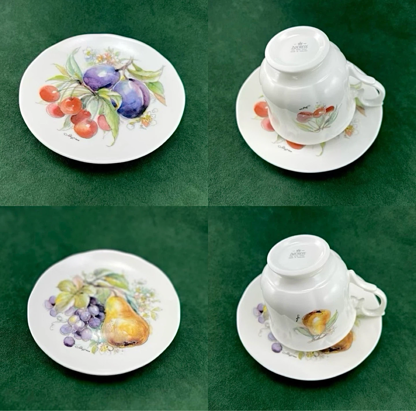 Pair of vintage Duchess orchard fruit signed teacups - photo 2