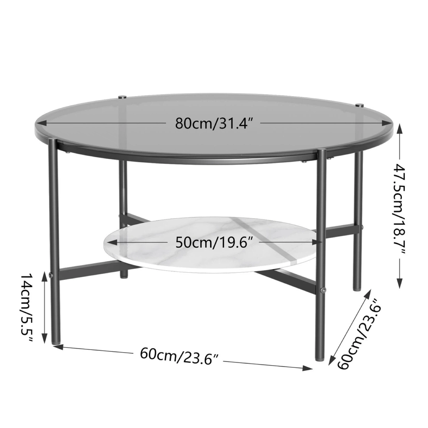 Wisfor Round Glass Tabletop Coffee Table