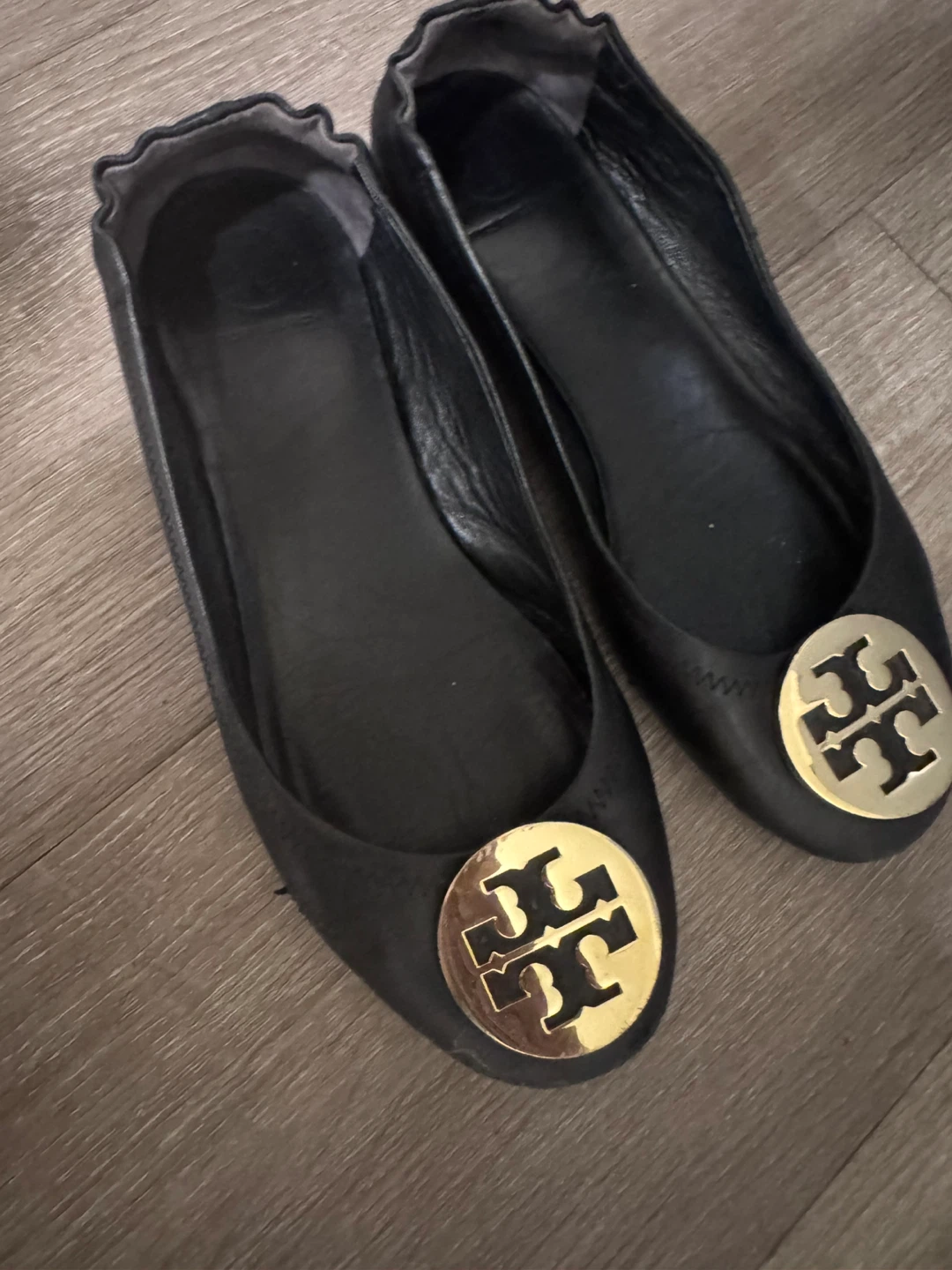 Tory Burch Black Leather Ballet Flats