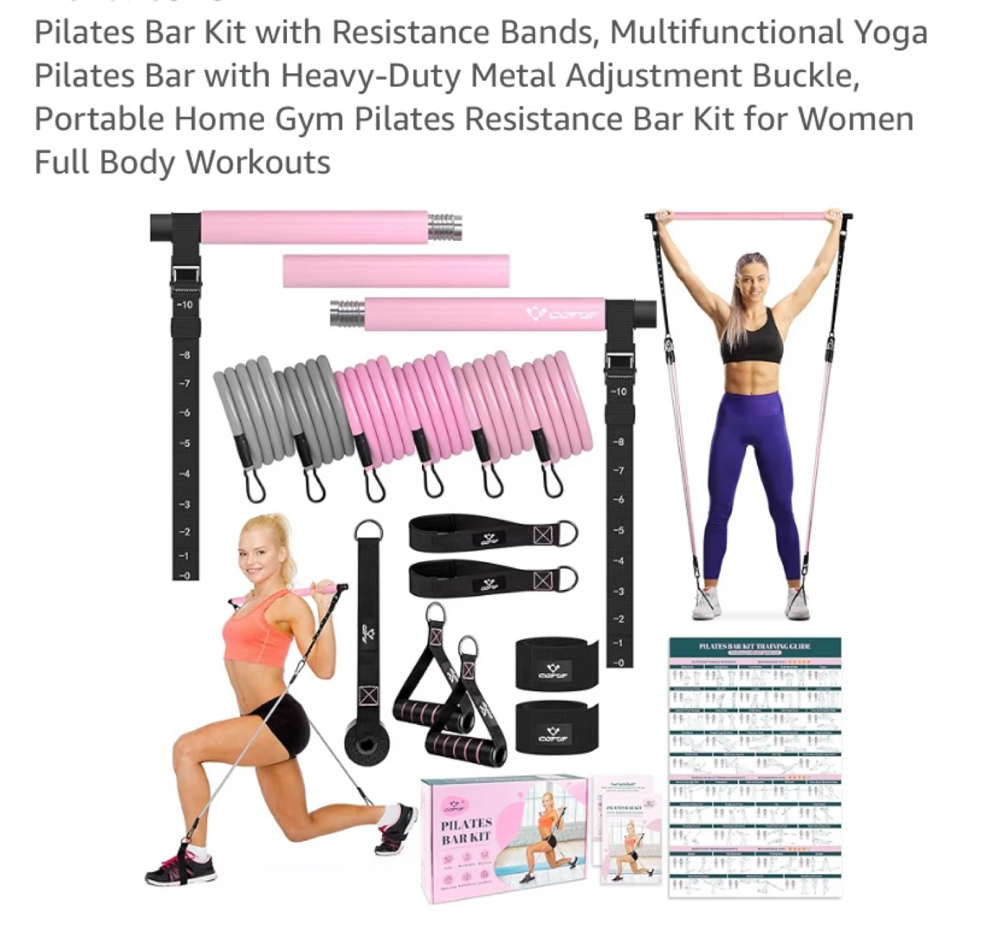 New Pilates Yoga Bar Kit with Resistance Bands