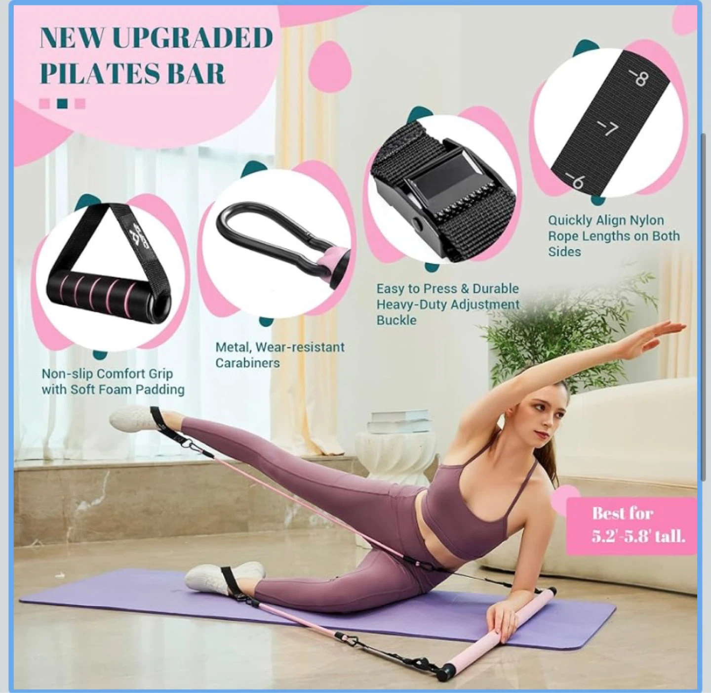 New Pilates Yoga Bar Kit with Resistance Bands - photo 2
