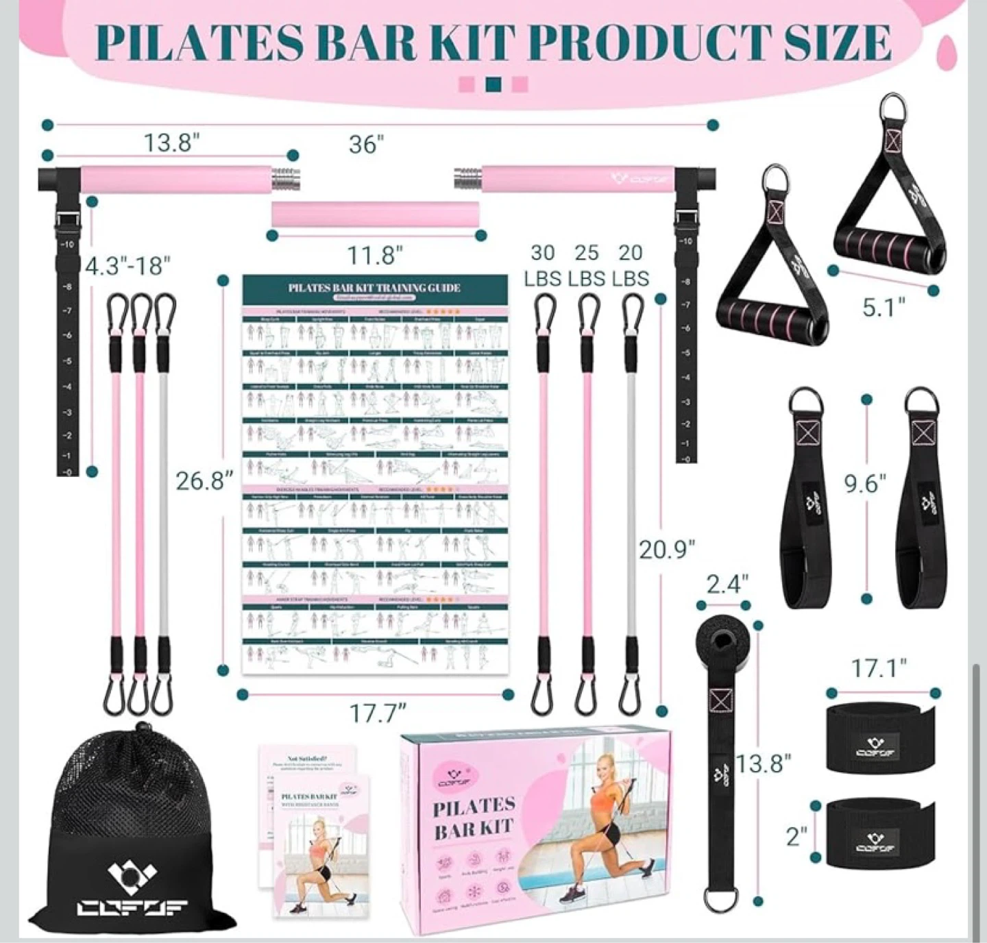 New Pilates Yoga Bar Kit with Resistance Bands - photo 3