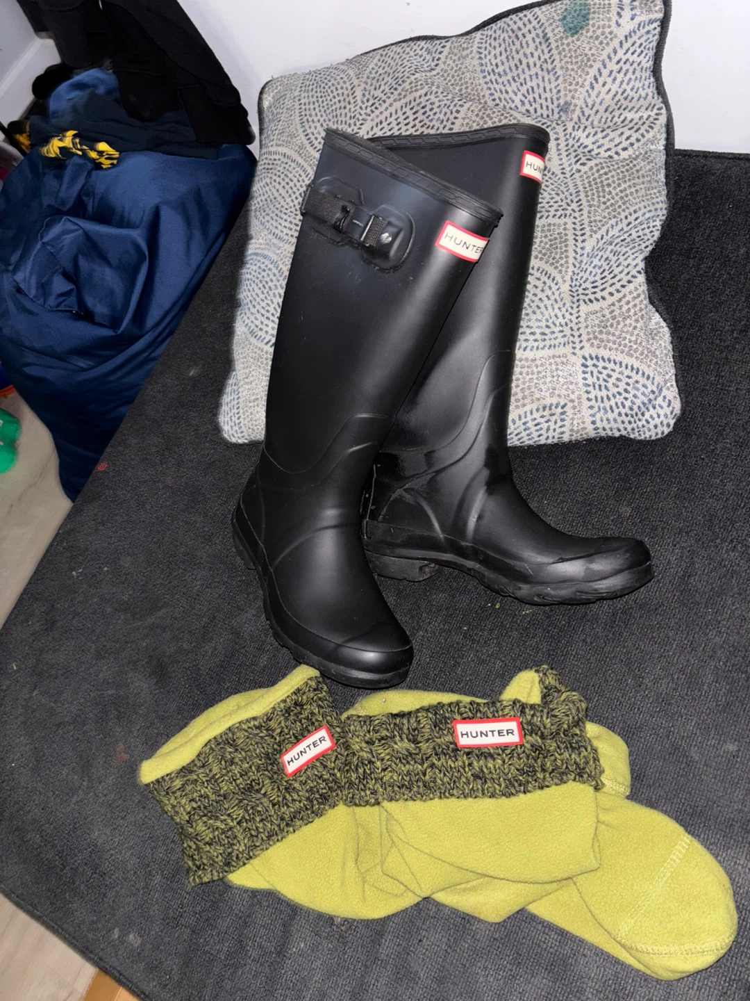 Hunter Black Tall Rain Boots with official Socks