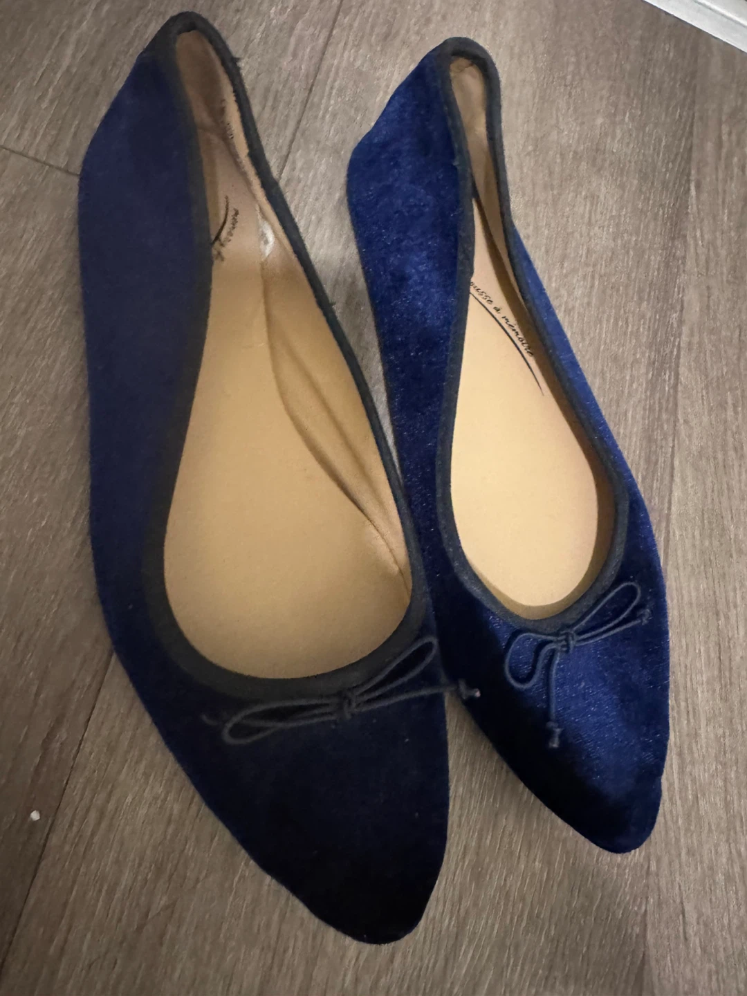 Blue Velvet Ballet Flats