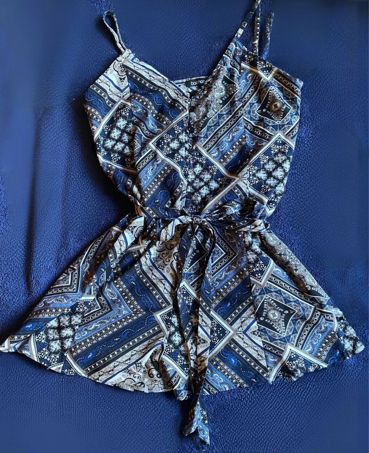 Blue Patterned Romper