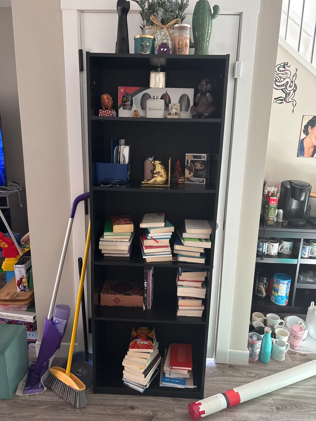 Black 5-Shelf Bookshelf - photo 2
