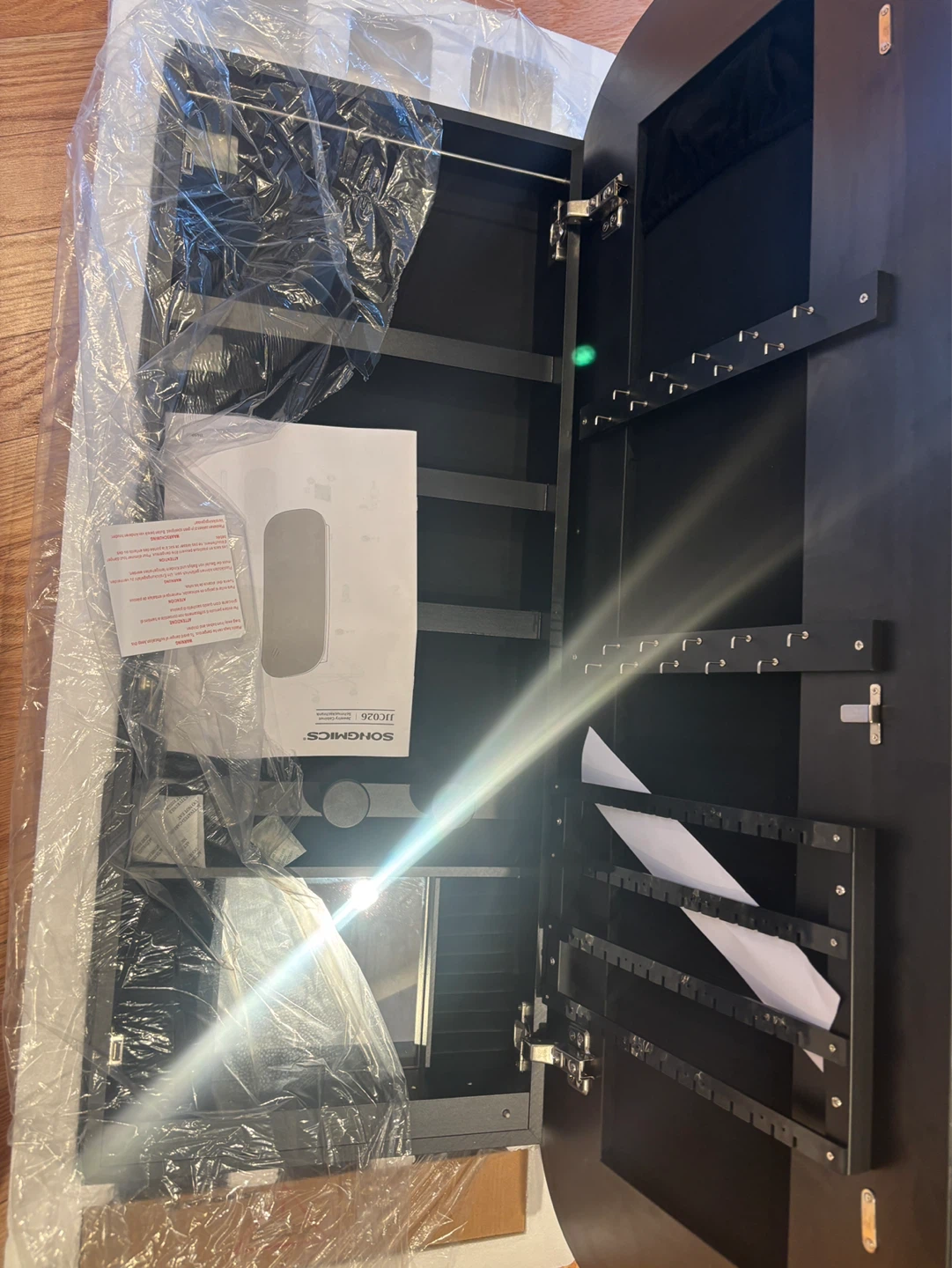 Black Jewelry Storage Cabinet with Mirror - photo 4