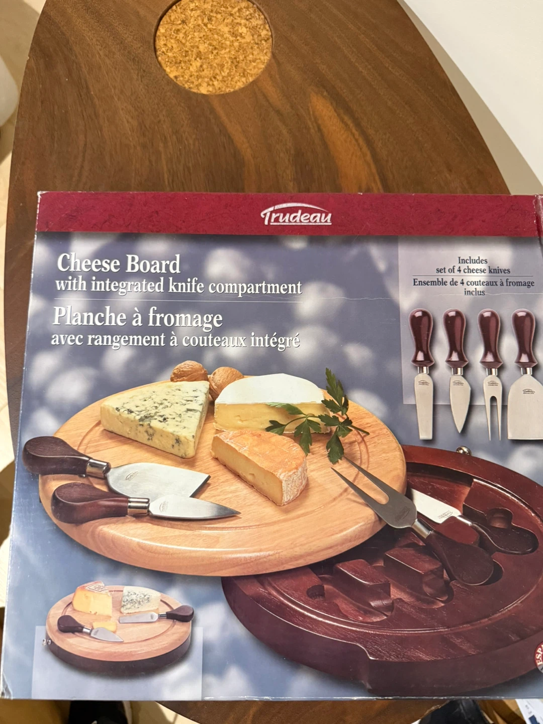 Trudeau Wooden Cheese Board with Hidden Knife Drawer - photo 3