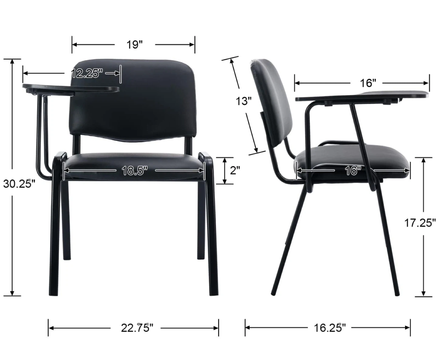 HNY Black Tablet Arm Chairs Set of 5 - photo 3