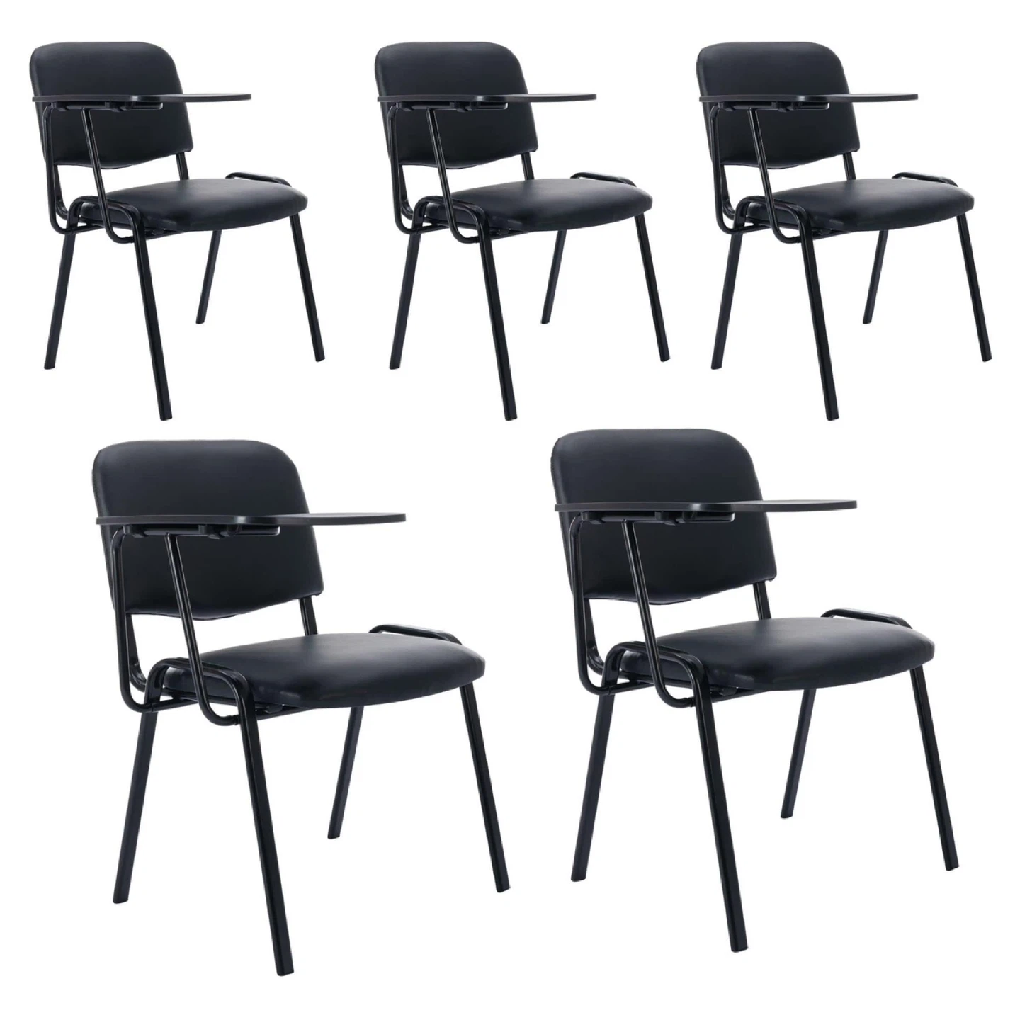 HNY Black Tablet Arm Chairs Set of 5