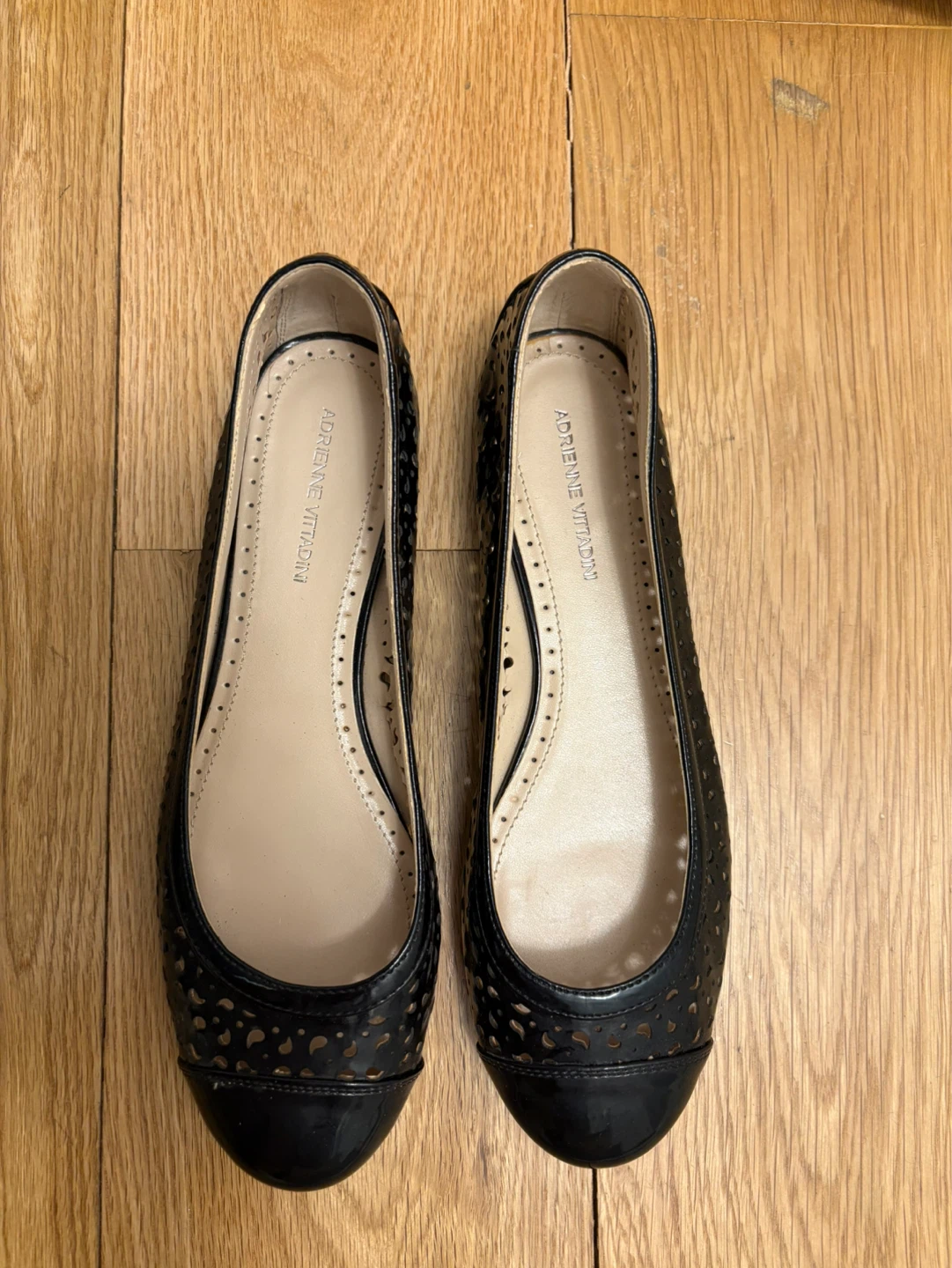 Adrienne Vittadini Black Perforated Ballet Flats