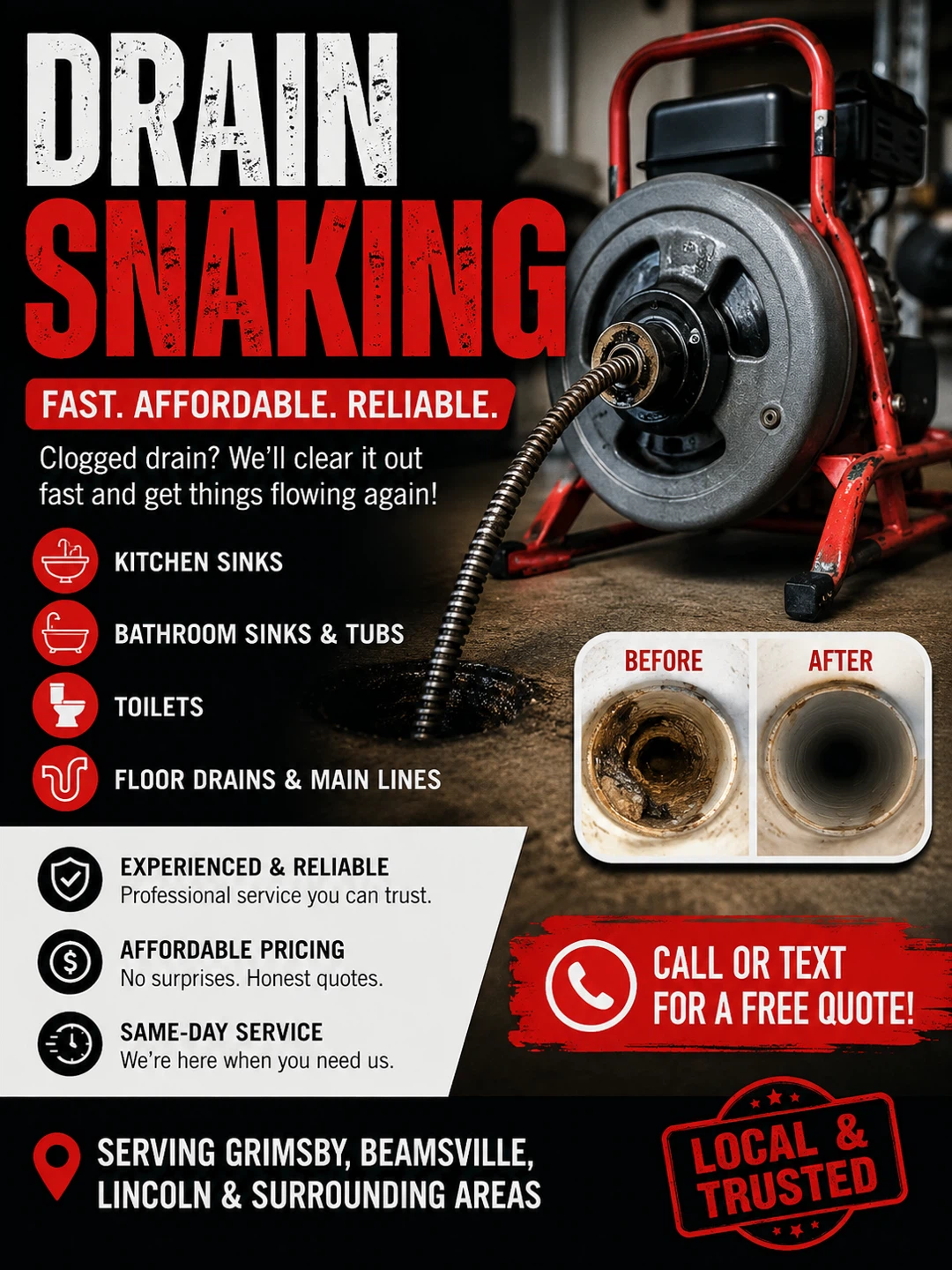 Drain Snaking Service - Fast, Affordable, Reliable
