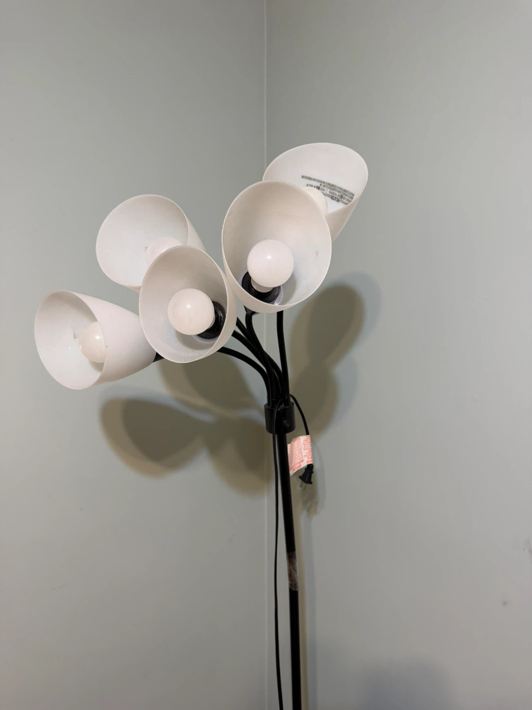 Black Floor Lamp with 5 White Shades