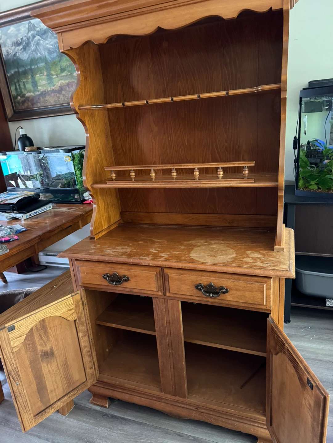 Wooden Hutch with Display Shelves