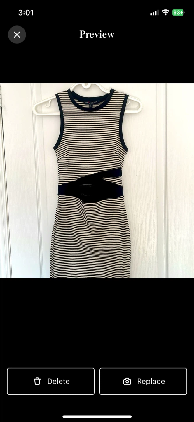 Women's Striped Cut-Out Midi Dress
