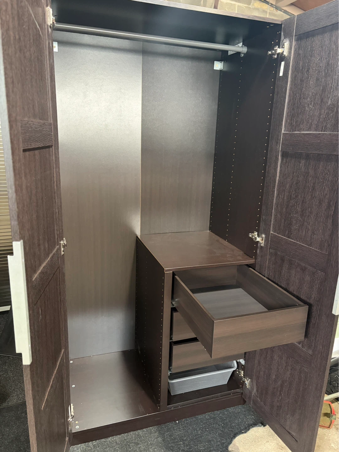 Dark Double Door Wardrobe with Drawers - photo 4