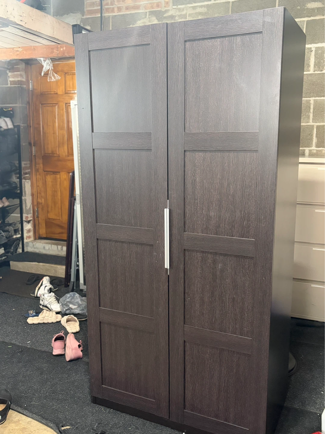 Dark Double Door Wardrobe with Drawers