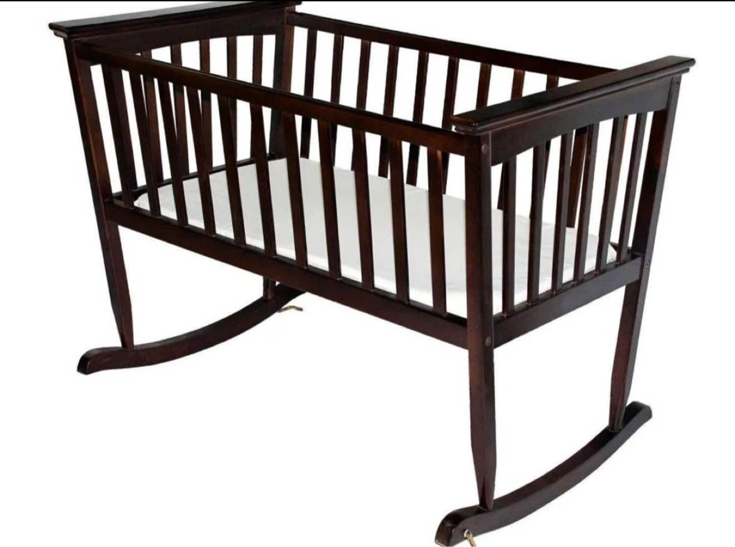 Dark Wood Baby Bassinet Rocker