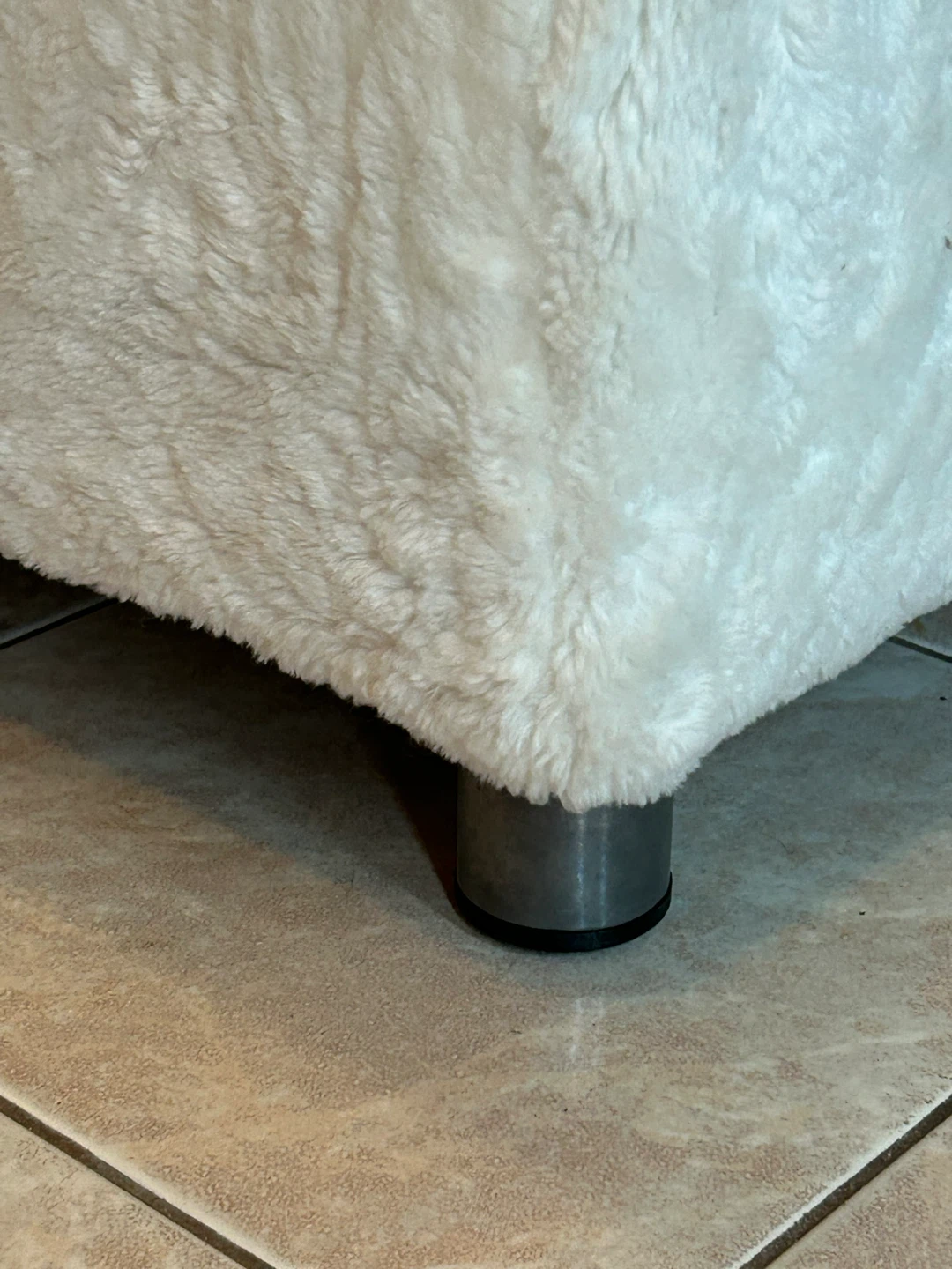 Faux Fur Cube Ottoman - Cream - photo 2