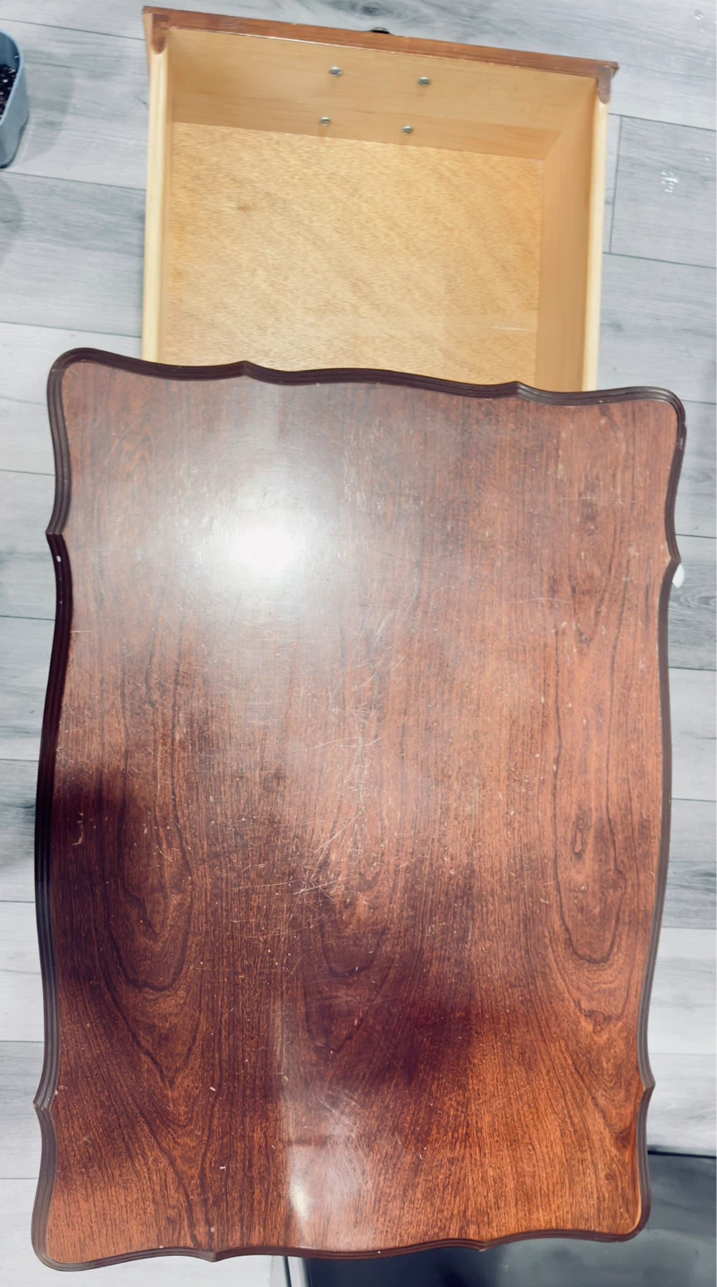 Vintage Wooden End Table with Two Drawers - photo 3