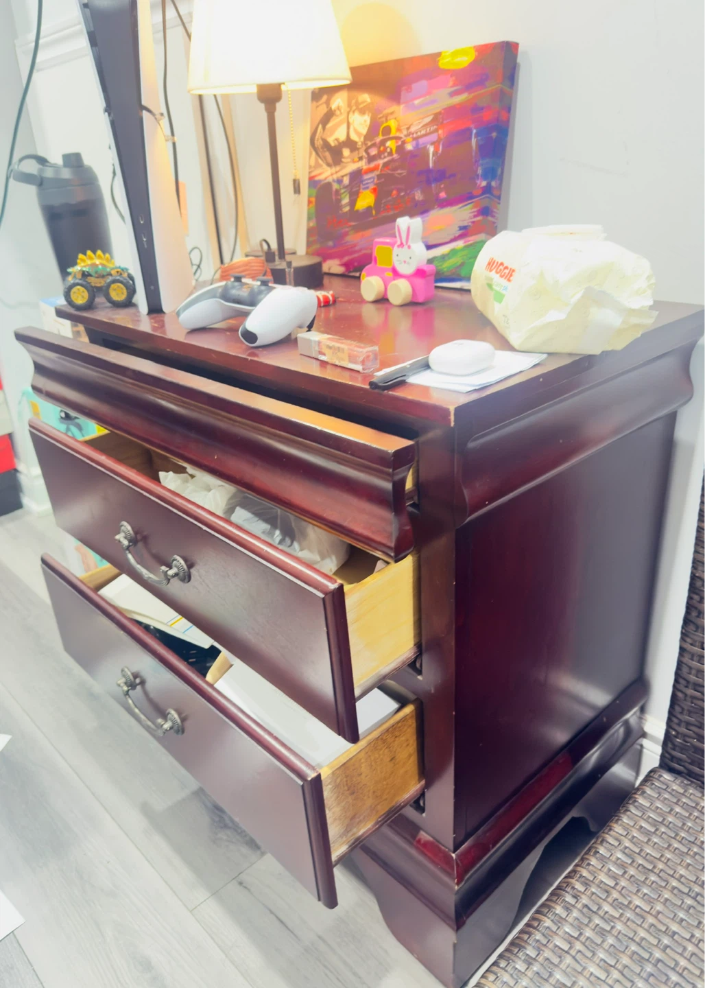 Vintage Wooden End Table with Two Drawers - photo 5