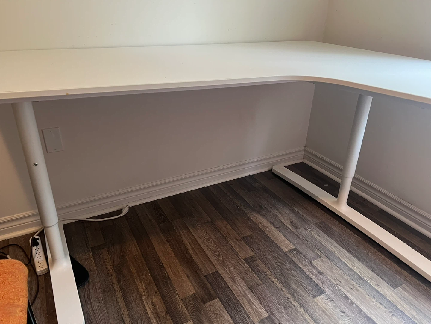 Adjustable White L-Shaped Standing Desk