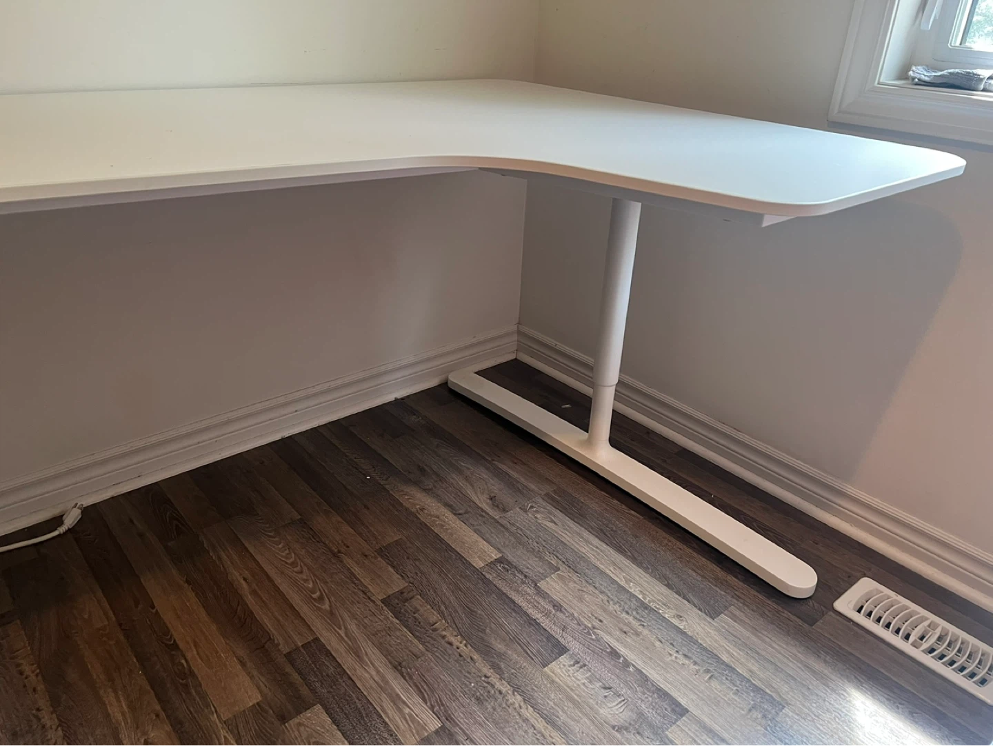 Adjustable White L-Shaped Standing Desk - photo 2