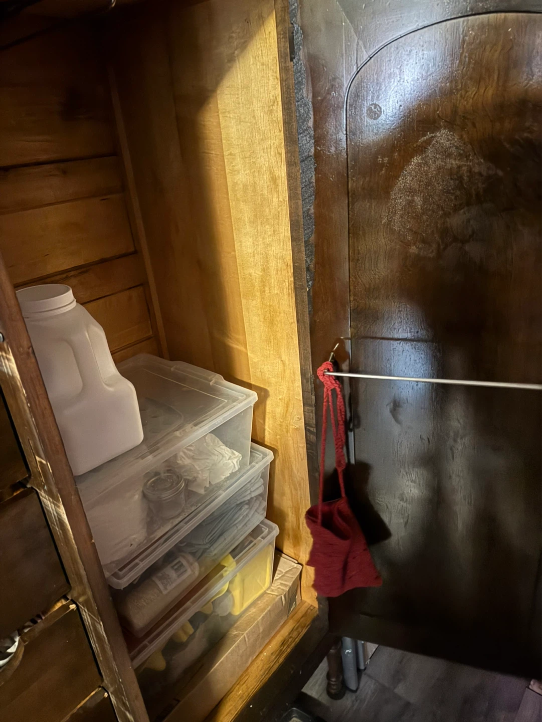 Antique Wooden Armoire with Mirror and Drawers - photo 3
