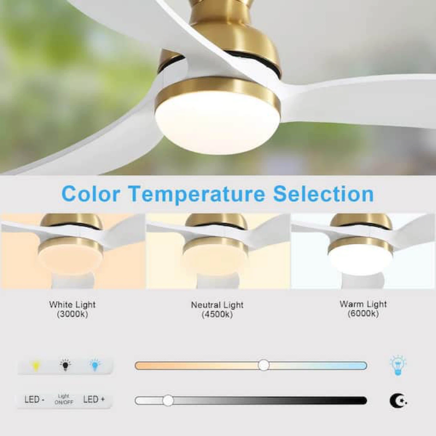 52 in. LED Indoor/Outdoor Flush Mount Smart Gold Ceiling Fan - photo 4