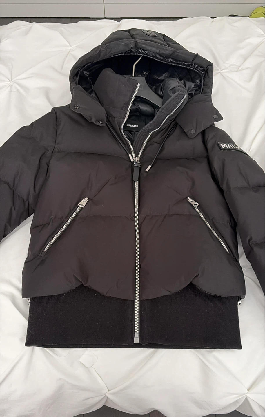 MACKAGE Black Down Puffer Jacket with Hood