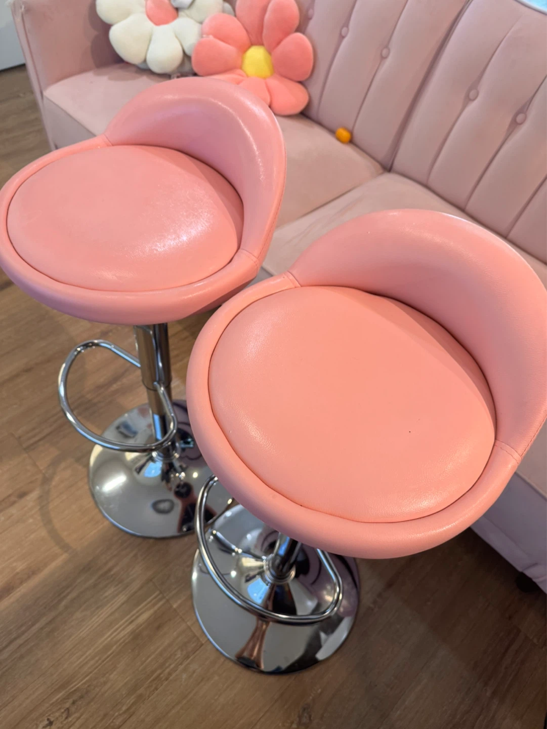 Set of 2 Pink Bar Stools - photo 2