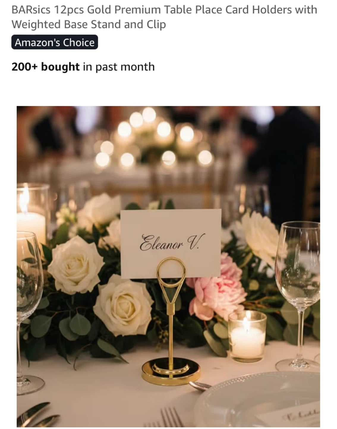 New 12pcs Gold Premium Table Place Card Holders Weighted Base