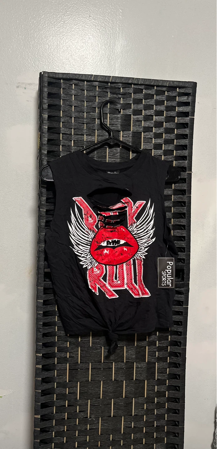 Black "Rock & Roll" graphic tank top size M or L