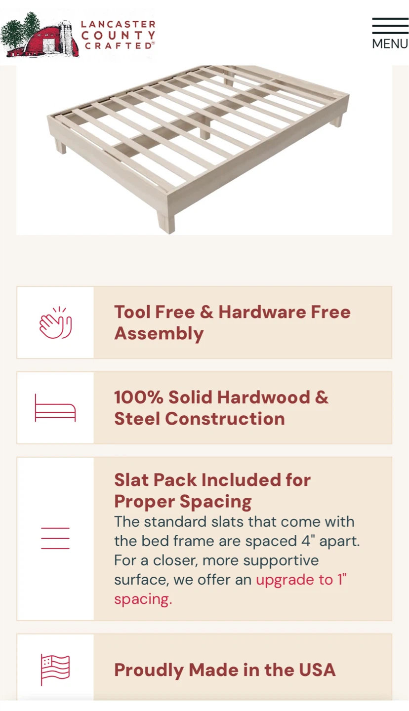 Like New Full size Wood Bed Frame (“tool-free”) - photo 2