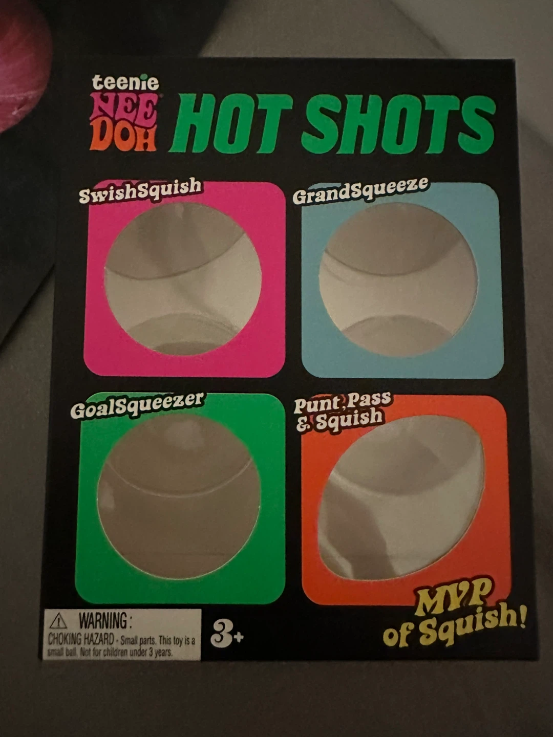 Just the box Nee Doh Teenie Hot Shots Squishy Balls Set