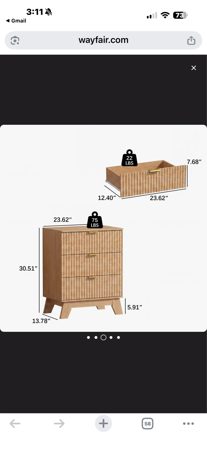 3-Drawer White Dresser with Gold Handles - photo 4