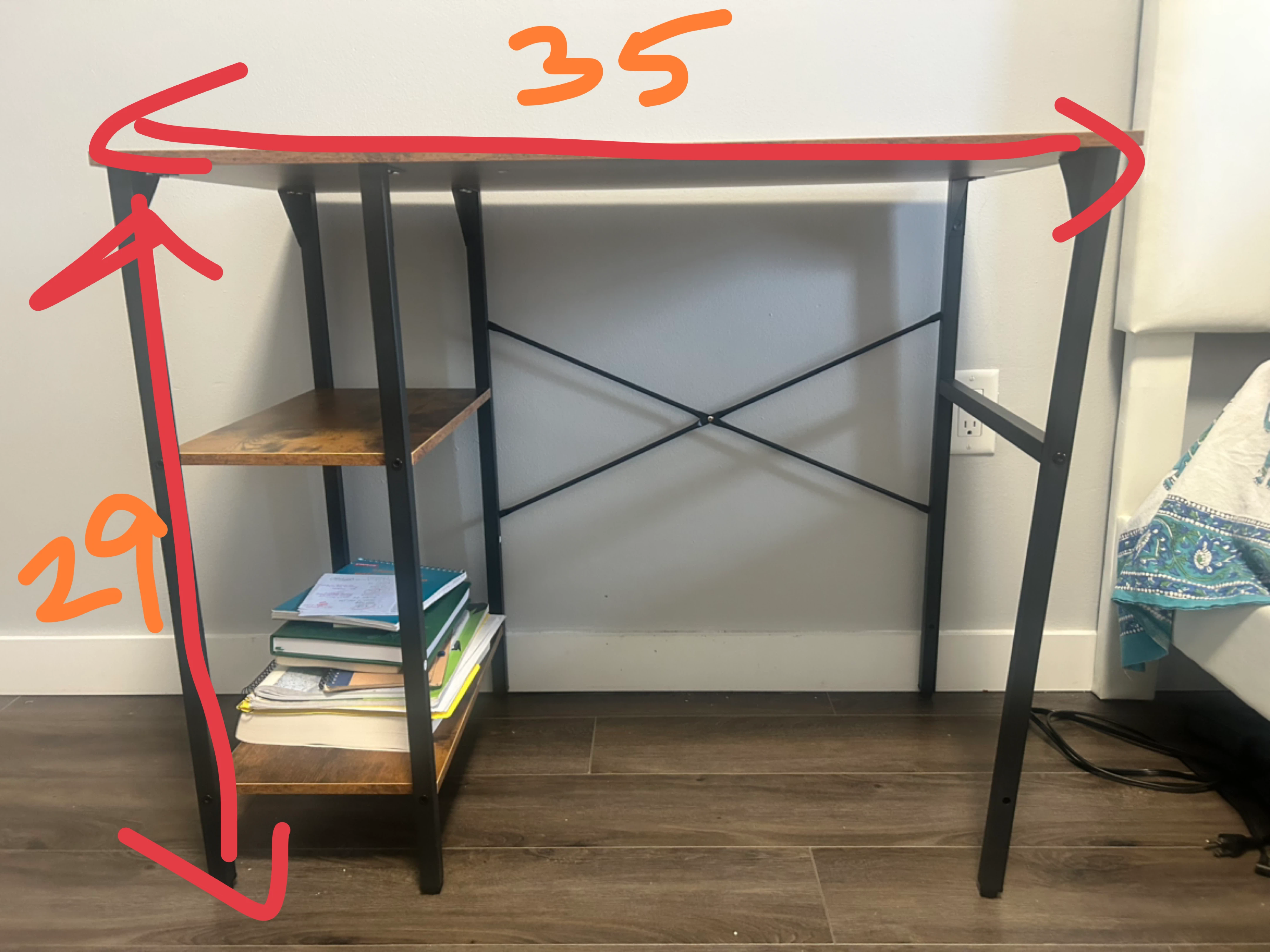 Compact Desk with Shelves - Rustic Brown 35inch