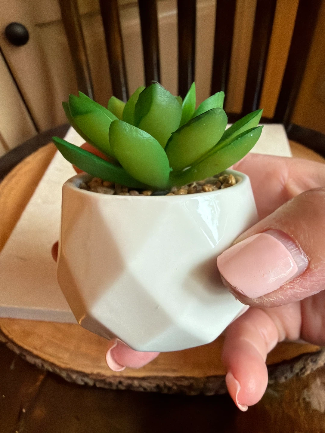 Artificial Succulent in Geometric Planter - photo 3