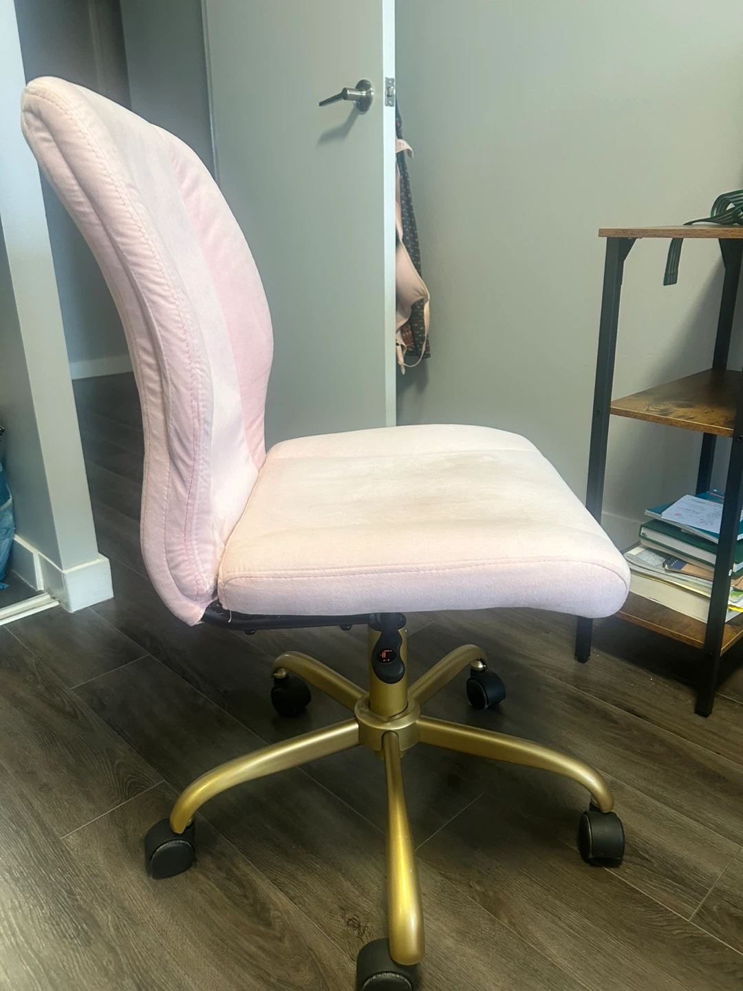Pink Velvet Office Chair with Gold Base - photo 2