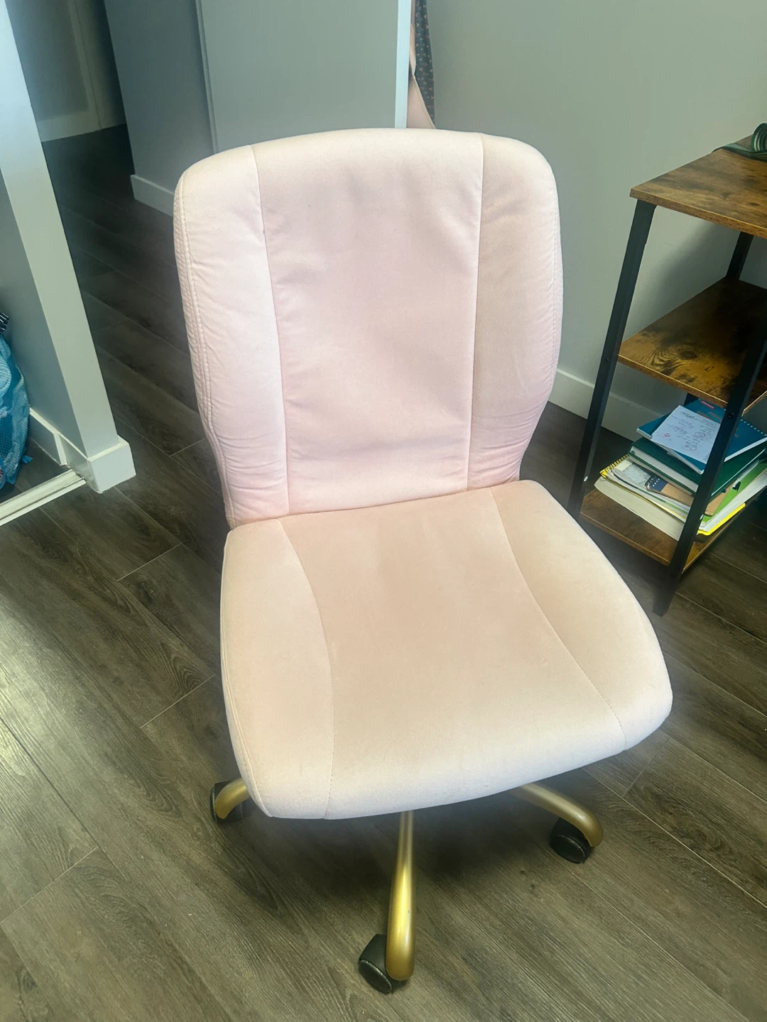 Pink Velvet Office Chair with Gold Base